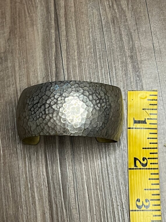 Vintage Silver Pounded Pattern Cuff - image 3