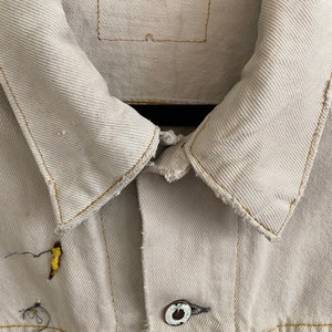 Vintage 4 Pocket Levi's Custom The Cure/Music White Denim Jean Jacket image 10