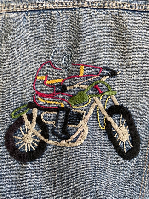 Vintage Levi's 705 Embroidered Chain Stitch Honda… - image 3