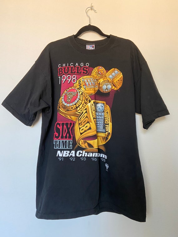 1998 Chicago Bulls NBA Six Time Champions Pro Player Vintage Graphic T –  Black Market Clothing