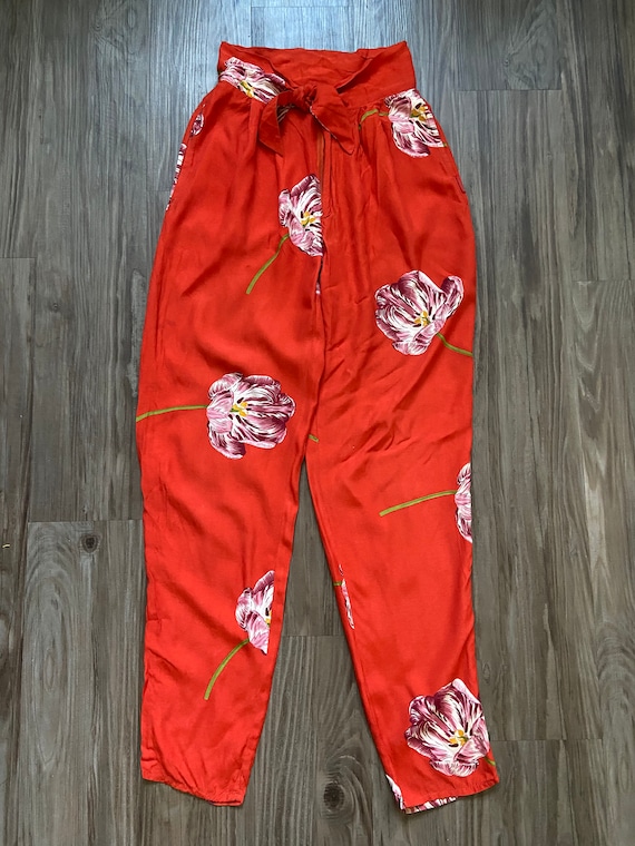 Vintage Fiorucci Floral Print High Waisted Pants