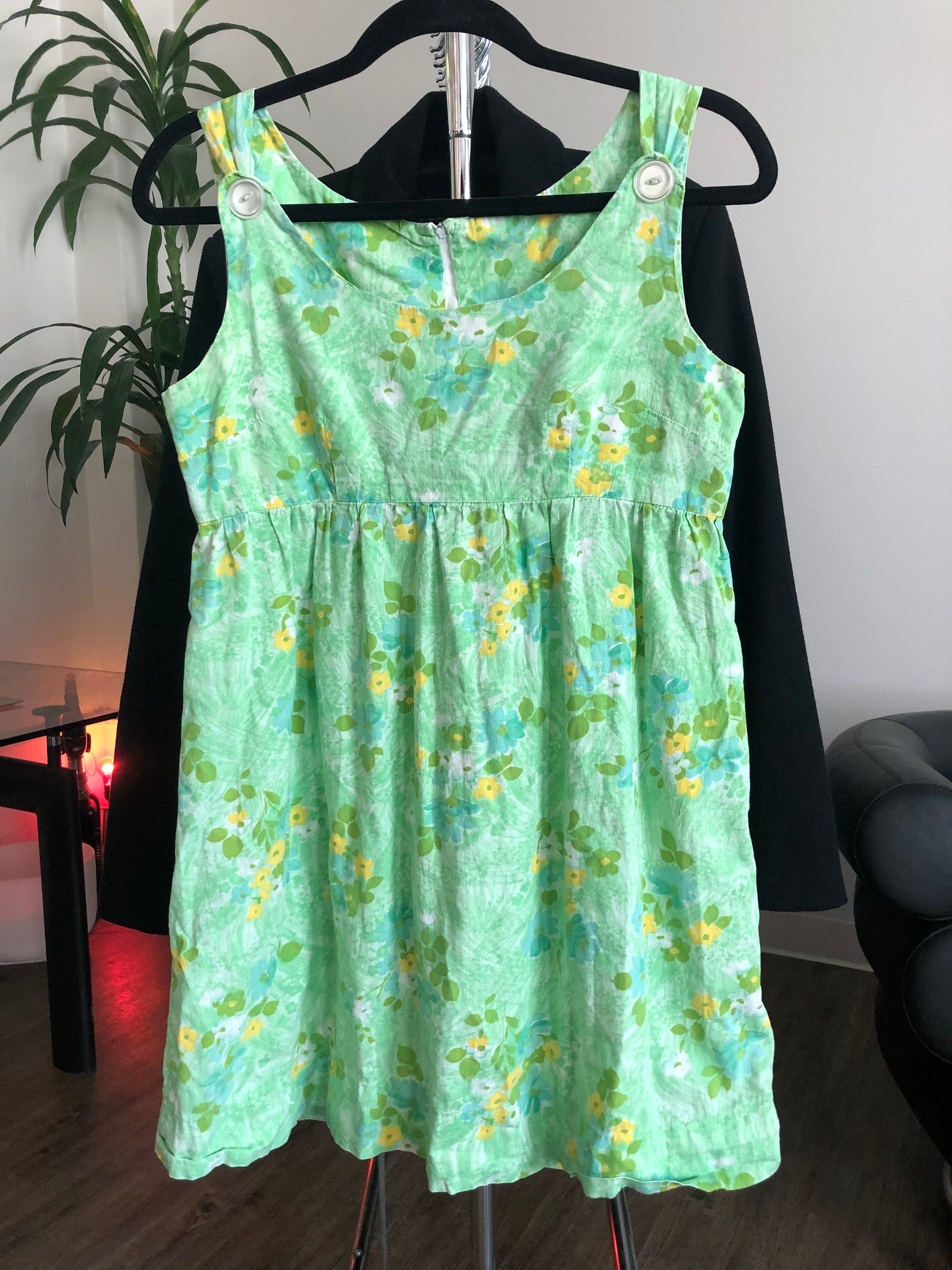 Vintage 1970's Floral Print Baby Doll Mini Dress With Perl Etsy