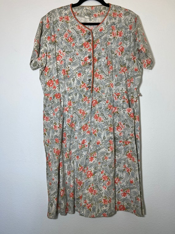 Vintage Floral Print Button Up Shirt Dress - image 1