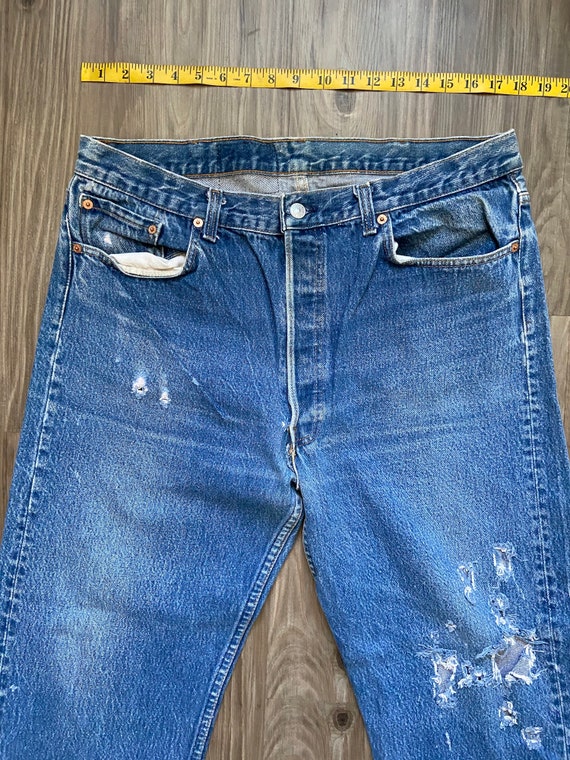 Vintage Levi's 501 Holy Distressed Denim Jeans - image 7