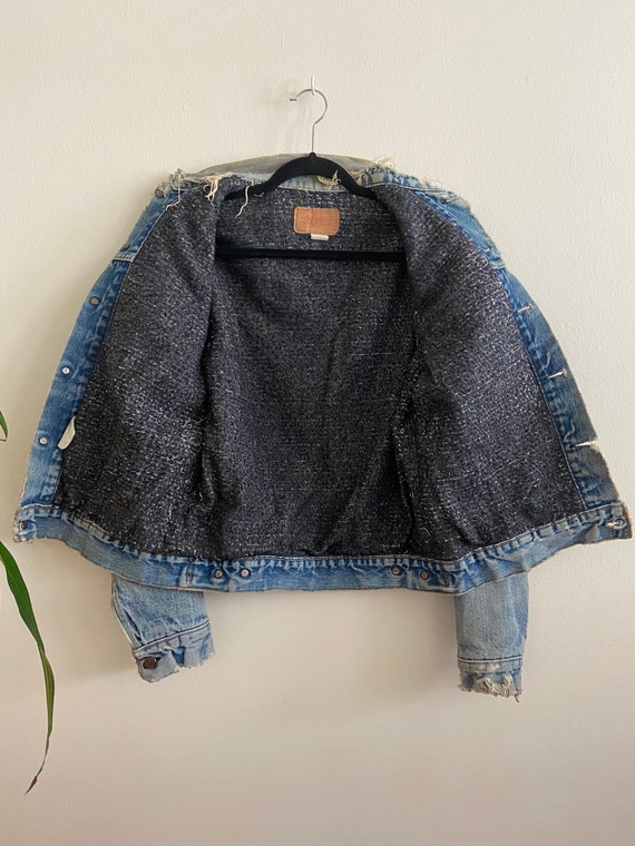 Vintage 2 Pocket Levi's Denim Blanket Lined Natur… - image 9