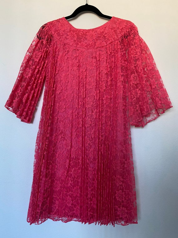 Vintage Lace Hot Pink Party Dress - image 1