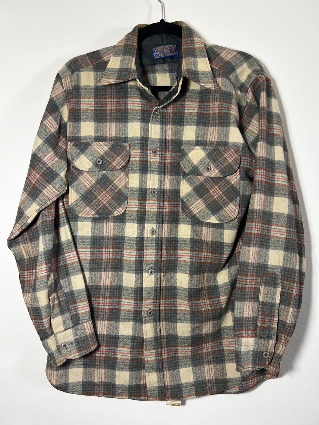 60～70s PENDLETON　Vintage Wool Shirt 60s 70s PENDLETON Board Shirt, Vintage Wool Plaid Shirt, Red