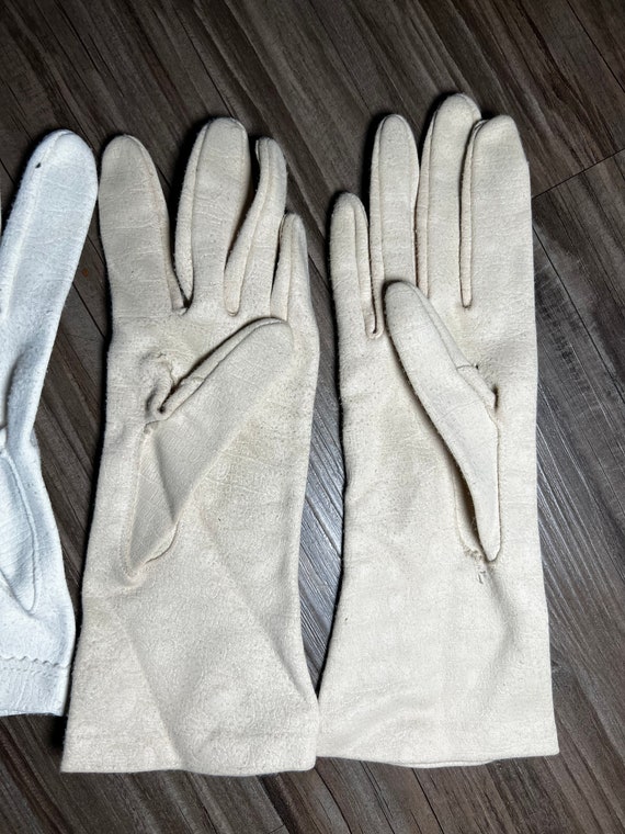 Vintage 2 Pairs of Short White Gloves - image 4