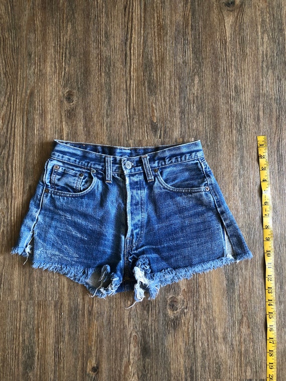 Vintage Daisy Duke High Waisted Cheeky Indigo Ink… - image 8