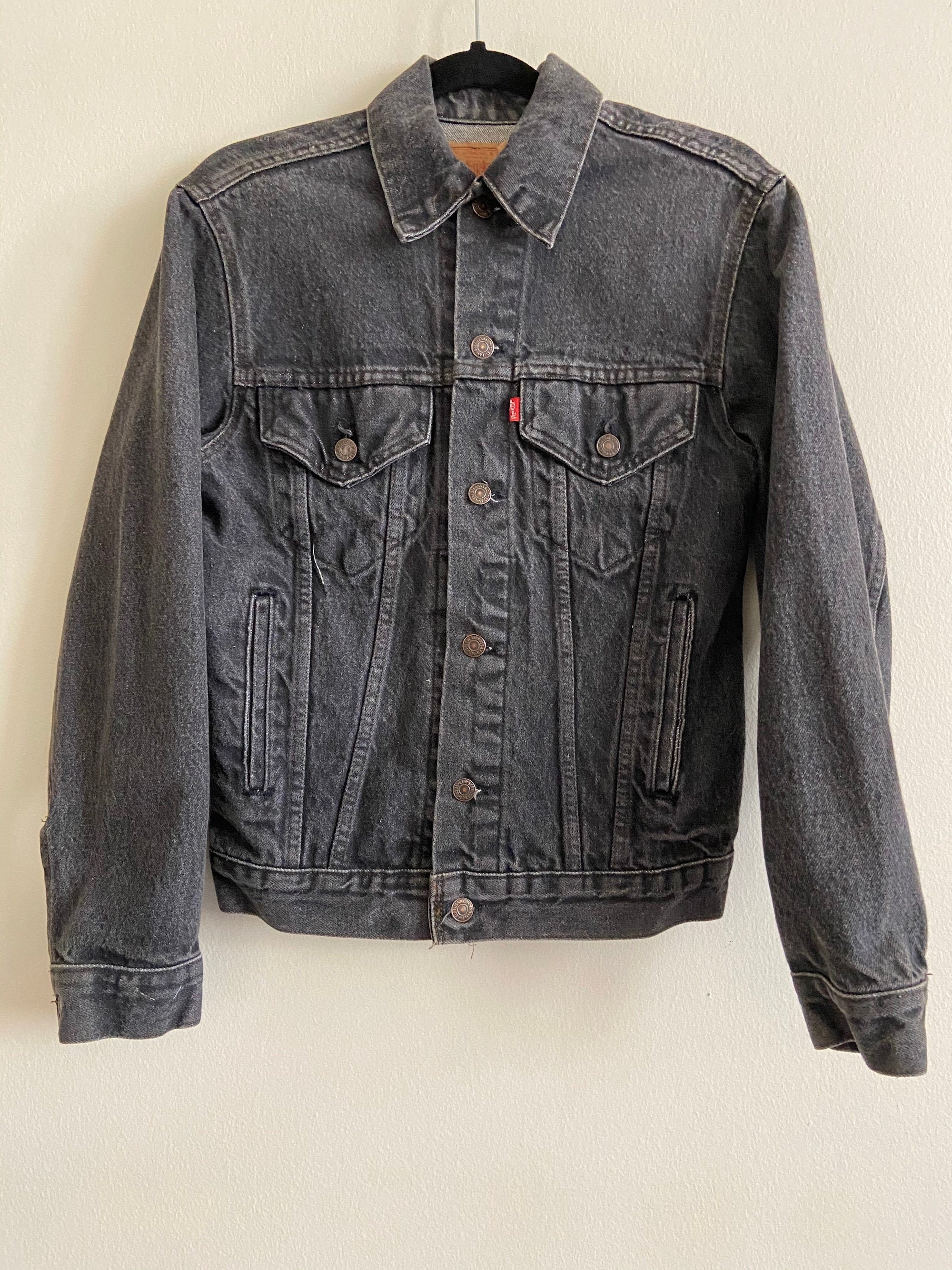 Vintage Levi's 4 Pocket Black Denim Jean Jacket - Etsy