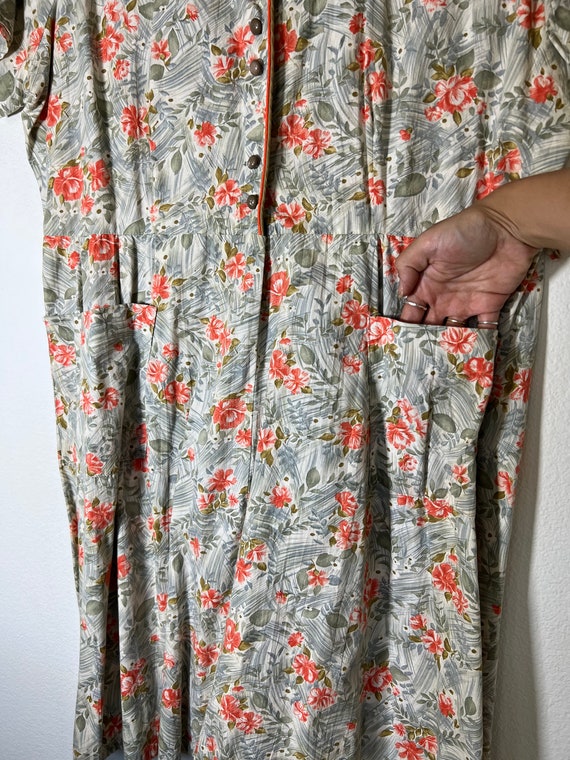 Vintage Floral Print Button Up Shirt Dress - image 4