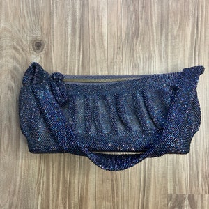 Vintage 1940&#39;s Blue Iridescent Beaded Evening Handbag