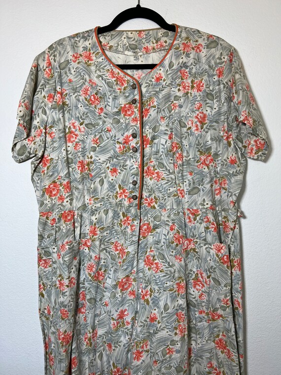 Vintage Floral Print Button Up Shirt Dress - image 3