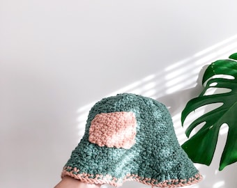 Knitted bucket hat  Hand knit Bucket Hat 90's style Aran Yarn Instant Digital Download PDF