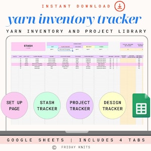 Yarn Inventory Project Library Spreadsheet Crafting  Handmade Products Knitting Crochet Garments Project Log Page Google Sheets