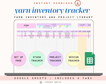 Yarn Inventory Project Library Spreadsheet Crafting  Handmade Products Knitting Crochet Garments Project Log Page Google Sheets