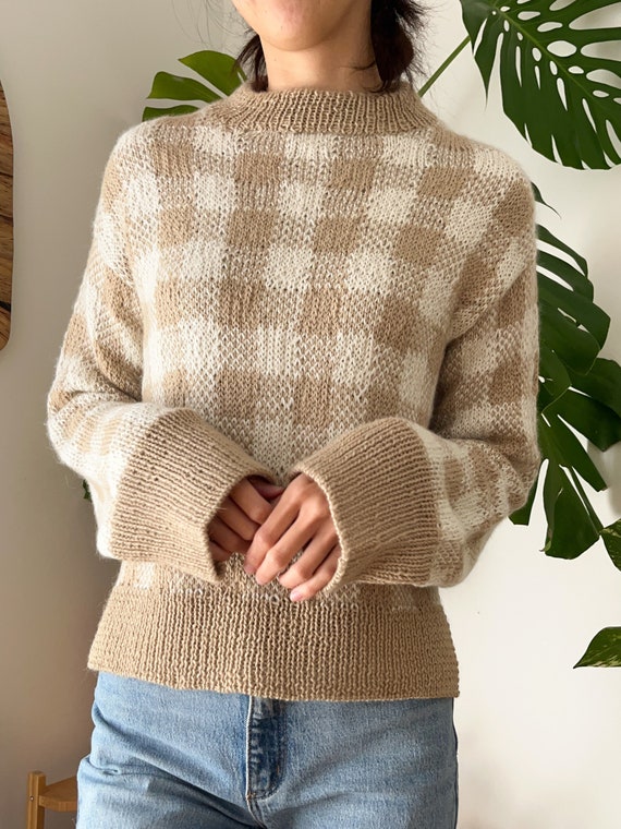 Gingham Jumper Sweater Knitting Pattern Colourwork Knit Gingham Jumper Sweater Knitting Pattern Colourwork Knit