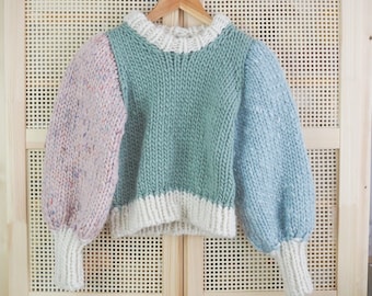 Friday Jumper Knitting Pattern Chunky Knit Sweater Top Down Pattern Pattern Women's Super Bulky Yarn