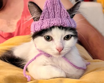 Cat Hipster Beanie Knitting Pattern For Pets Handmade Pet Accessories DIY Cat Hat Knit Pattern PDF Instant Download 4 Ply Yarn
