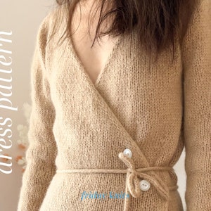 Wrap It Up Dress Knitting Pattern Parisian Style Winter Dress Long Sleeve Dress Knit Pattern PDF Pattern Digital Download Knit Pattern