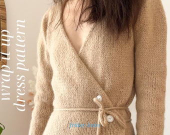 Wrap It Up Dress Knitting Pattern Parisian Style Winter Dress Long Sleeve Dress Knit Pattern PDF Pattern Digital Download Knit Pattern