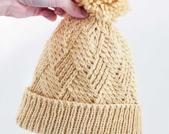 Claire Twist Beanie Knitting Pattern Knit Hat Twisted Stitches Easy Knitted Digital Download Hat PDF