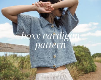 Boxy Cardigan Knitting Pattern Summer Knits Top Down Knitted Cardigan Pattern Knit Cardi Top Pattern Friday Knits Instant Digital Download