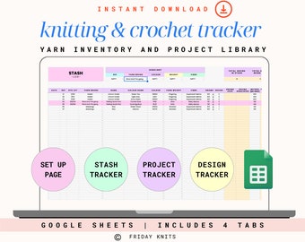 Yarn Inventory Project Library Spreadsheet Crafting  Handmade Products Knitting Crochet Garments Project Log Page Google Sheets