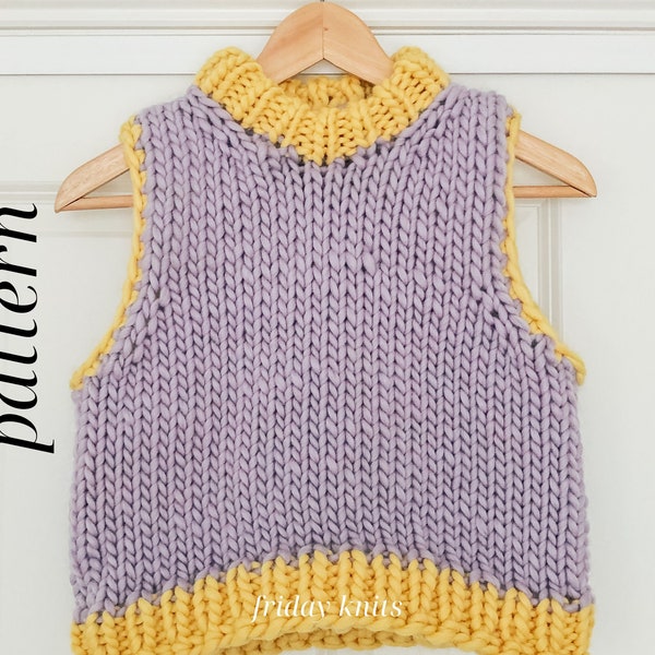 Modèle de gilet en maille épaisse Friday pour tricoter de haut en bas Modèles de gilet en tricot épais pour femme