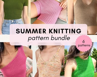 Summer Knitting Bundle Ribbed Knit Top Shorts Cami Halter Summer Knits Cropped Advanced Beginners 4 Ply Yarn PDF Digital Download