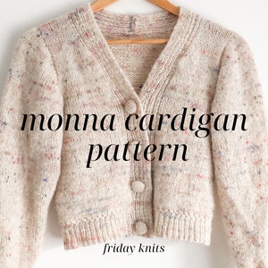 Monna Cardigan Knitting Pattern Vintage Knit Cardigan Pattern Winter Knitted French Style Cardigan Knit A Cardigan PDF Pattern Friday Knits