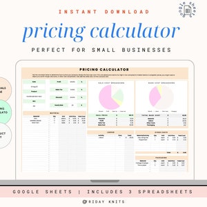 Pricing Calculator Spreadsheet Crafting Calculator Handmade Products Pricing Knitting Crochet Pricing Calculator Google Sheets Spreadsheet