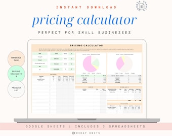 Pricing Calculator Spreadsheet Crafting Calculator Handmade Products Pricing Knitting Crochet Pricing Calculator Google Sheets Spreadsheet