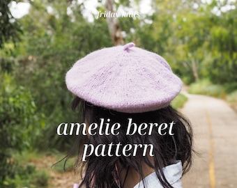 Amelie Beret Knitting Pattern Beret Knitted Hat Pattern Knit A Beret Pattern Knit Hat Pattern PDF Digital Download Knit Pattern