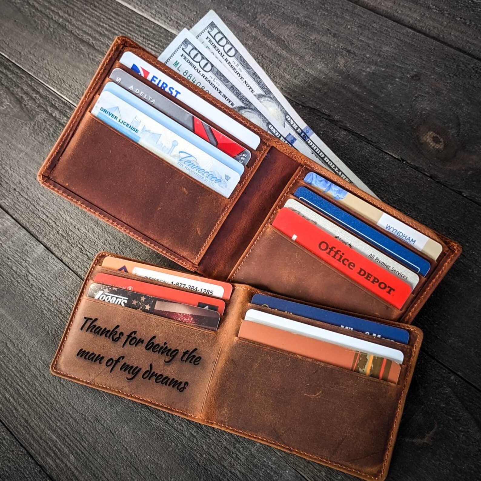 Deer wallet leather hunter mens wallet bifold engraved Etsy