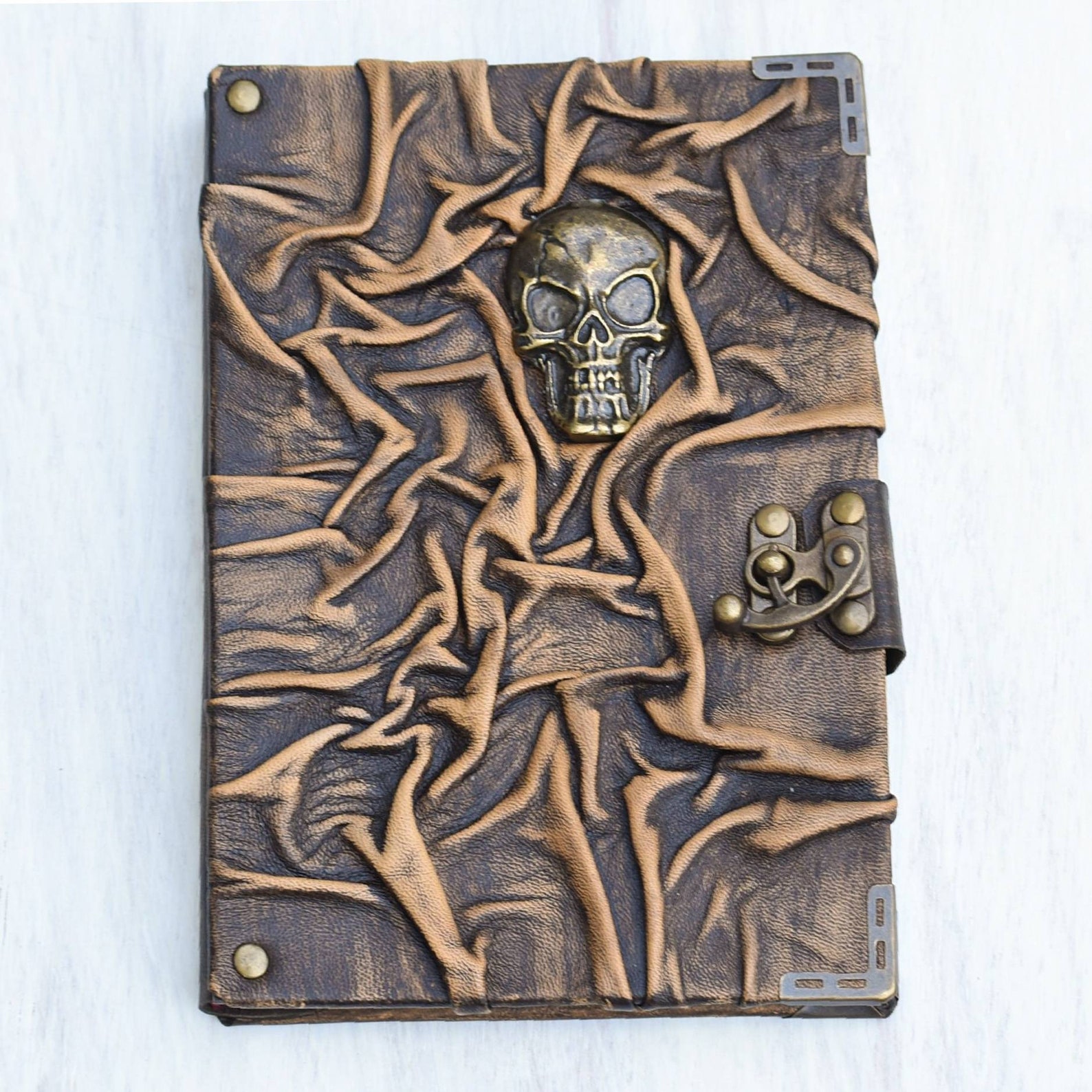 Skull journal leather personalized Skull gifts for men and Etsy