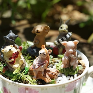 Miniature Fairy Tiny Animals Play Music Fairy Garden Supplies & Accessories Terrarium Figurines