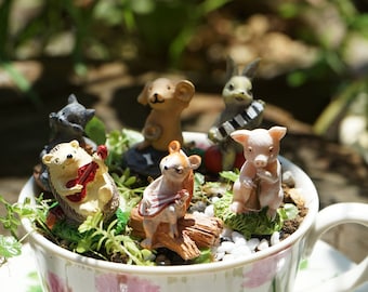 Miniature Fairy Tiny Animals Play Music Fairy Garden Supplies & Accessories Terrarium Figurines