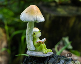 Top Collection Miniatur-Fairy Garden Figur „Frosch Verstecken Im Buch“ – 7 X 5,1 Cm, Handbemalt, Aus Kunstharz