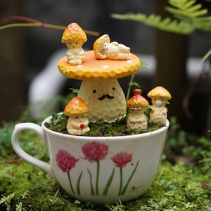Set von 6 Stück Miniatur-Fee kleine Pilz Feen und Baum-Fee-Tisch Feen-Gartenbedarf & Zubehör Terrarium Figuren
