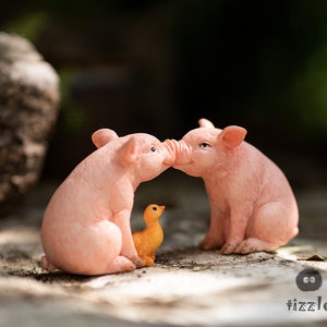 Miniatur-Fee-kleiner Kuss-Schwein mit Enten-Tierfiguren-Fee-Gartenbedarf-Terrarium-Figuren