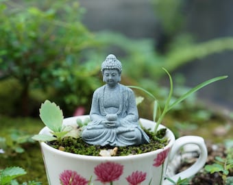 Miniature Fairy Small Buddha Sit in Meditation  Fairy Garden Supplies & Accessories Terrarium Figurines