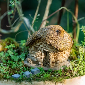Miniature Fairy Small Thatched Cottage and Steppingstone Fairy Garden Supplies & Accessories Terrarium Figurines