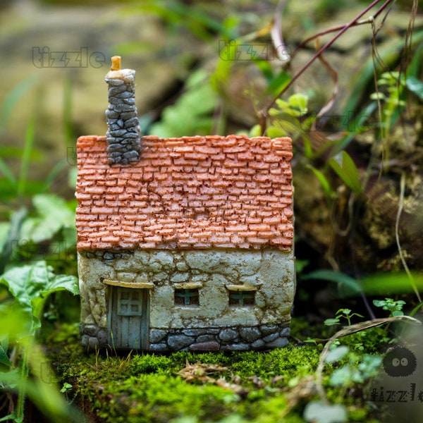 Miniature Fairy Small House with a Flue Fairy Garden Supplies & Accessories Terrarium Figurines