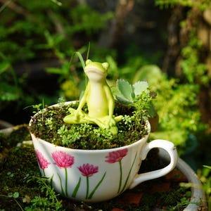 Miniatur-Fee kleiner Frosch sitzen in Meditation Fairy Garden Lieferungen & Zubehör Terrarium Figuren