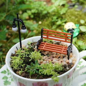 2PCS Miniature Fairy Set of 2PCS Chair and Streetlight Fairy Garden Supplies & Accessories Terrarium Figurines