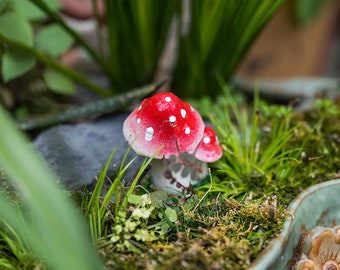 10pc Mini Mushroom Toadstool Miniature Fairy Garden Ornament Terrarium Figurine 
