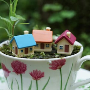 3pc Miniature Fairy Set of 3PC Tiny Colorful House Fairy Garden Supplies & Accessories Terrarium Figurines