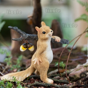 Miniature Fairy Small Squirrel Carry Stick with Pinecones Fairy Garden Supplies & Accessories Terrarium Figurines