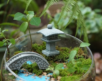 Miniature Fairy Japanese Zen Stone Lamp and Bridge Fairy Garden Supplies & Accessories Terrarium Figurines